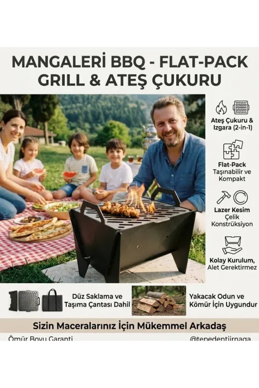 demirnesil MNGLER1602M01 3Mm Katlanır Fermuarlı Çantalı Pratik Mangal