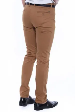 Desenli Slim Fit Pamuk Taba Erkek Pantolon - Wessi