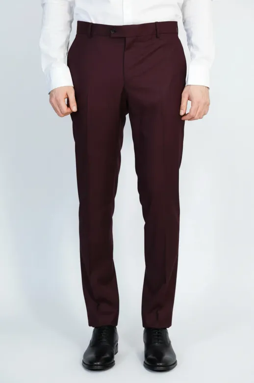 Desensiz Bordo Erkek Kumaş Pantolon - Wessi
