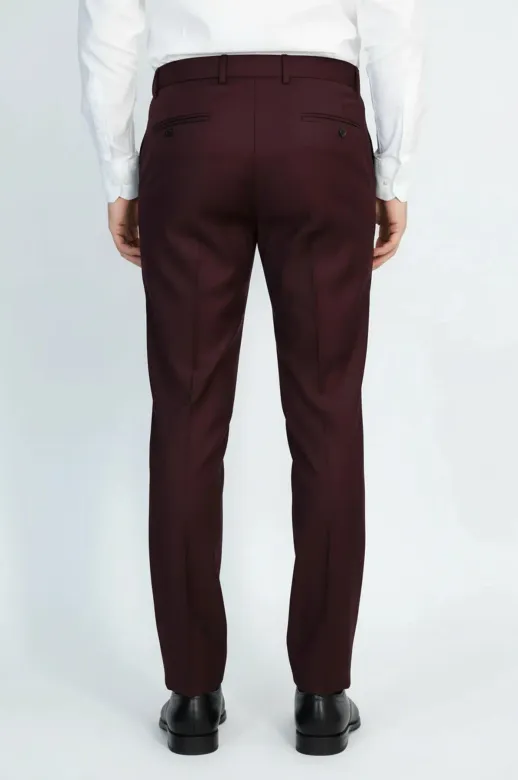 Desensiz Bordo Erkek Kumaş Pantolon - Wessi