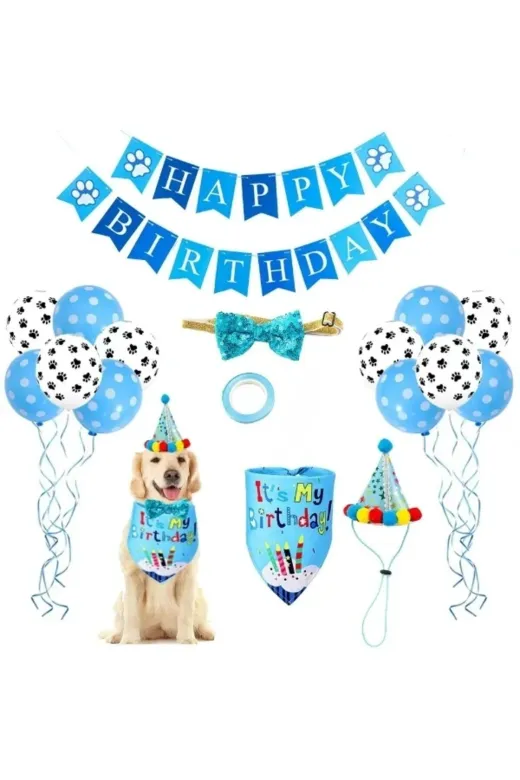 DGY STORE EmrK75T95415 Köpekler İçin Doğum Günü Partisi Seti