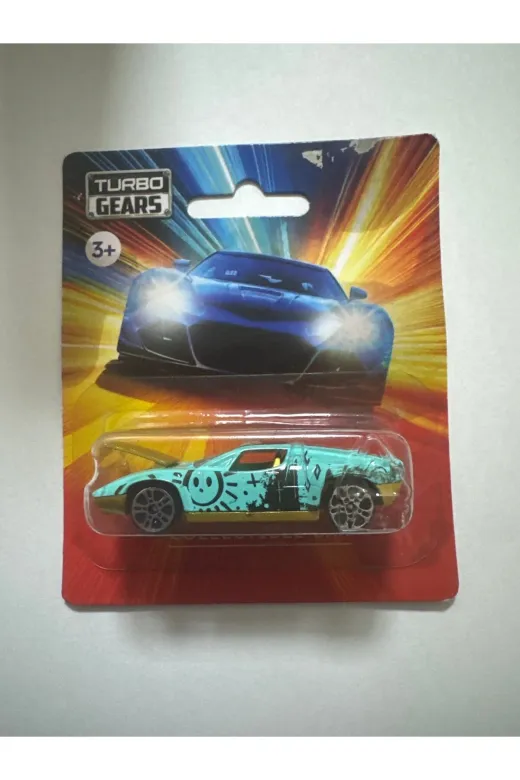 Diecast 62519601 Turbo Gears 1:64 Spor Araba – Metal Gövde - Grafiti Desenli Mavi