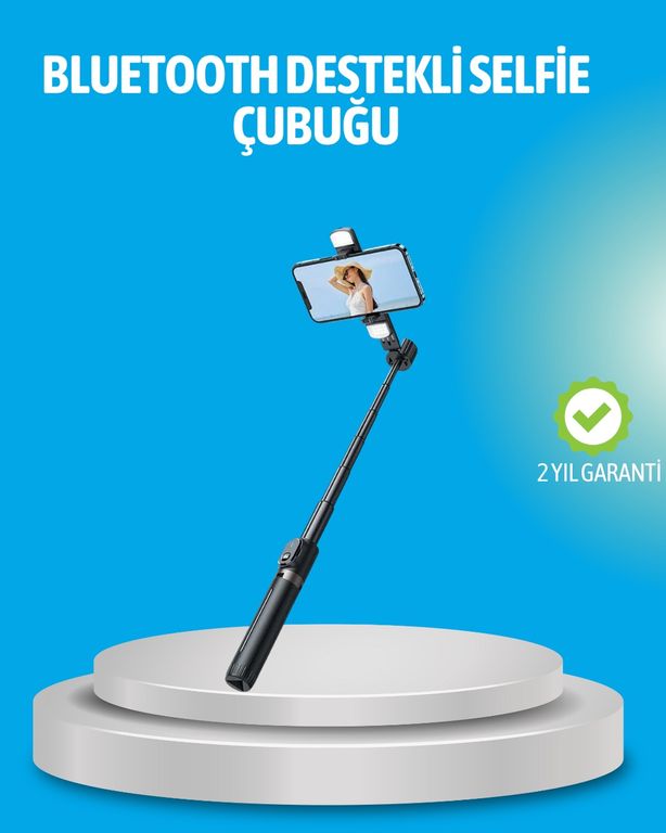 Diğer 109067015 Bluetooth Işıklı Uzaktan Kumandalı Selfie Çubuğu 130 Cm Yükseklik Çok Renkli