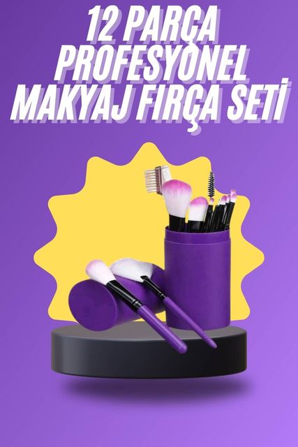 Diğer 111476143 12 Parça Makyaj Fırça Seti Profesyonel Fondöten Allık Far Kontür Fırçası