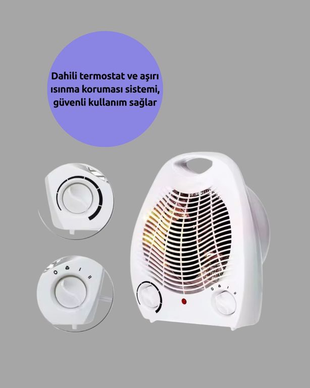 Diğer 111648373 Mini Elektrikli Isıtıcı 2000W Termostatlı Fanlı Isıtma, Taşınabilir Tasarım