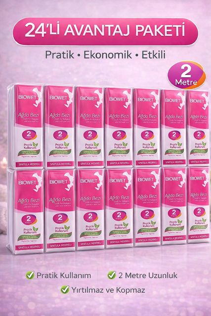 Diğer 122280484 Biowet Ağda Bezi 2 Metre Spatula Hediyeli Epilasyon Bezi Dayanıklı Tüy Dökme Bezi 24 Paket
