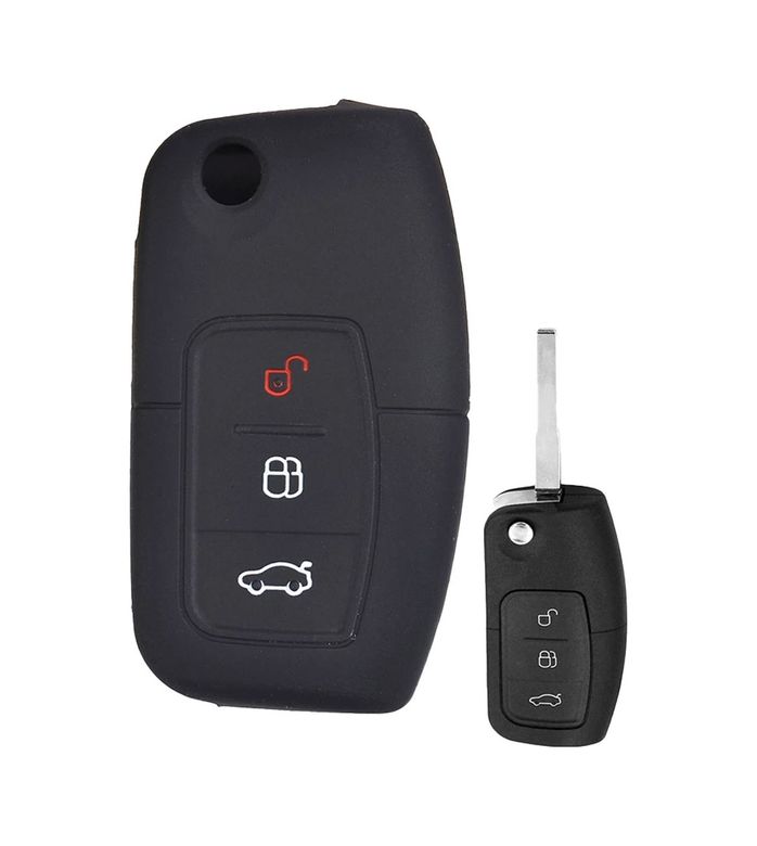Diğer 123917632 Ford Fiesta Focus Mondeo B-Max C-Max Anahtar Uyumlu Silikon Oto Anahtar Kumanda Kabı Kılıf Siyah