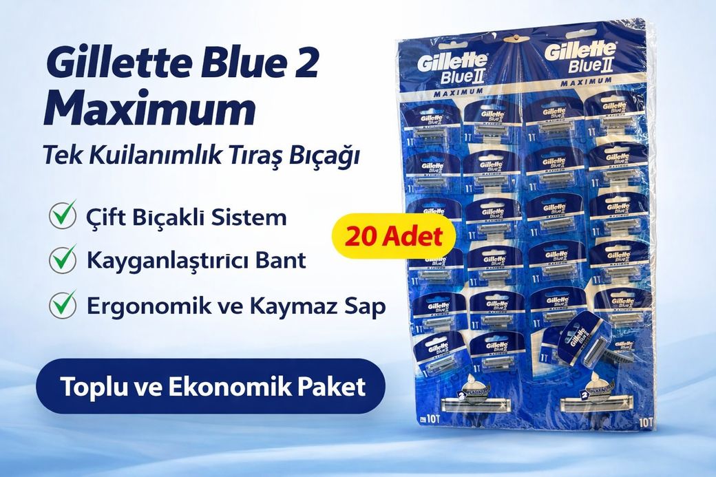 Diğer 124683204 Jilet Blue 2 Maximum Tek Kullanımlık Tıraş Bıçağı 20 Adet Ekonomik Paket