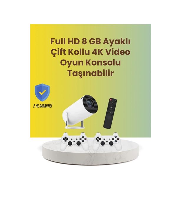 Diğer 125036721 Mey İthalat Tçift Kollu Tasarımlı Kablosuz Projeksiyon 4K, 10.000 Oyun Ve Smart App Desteği