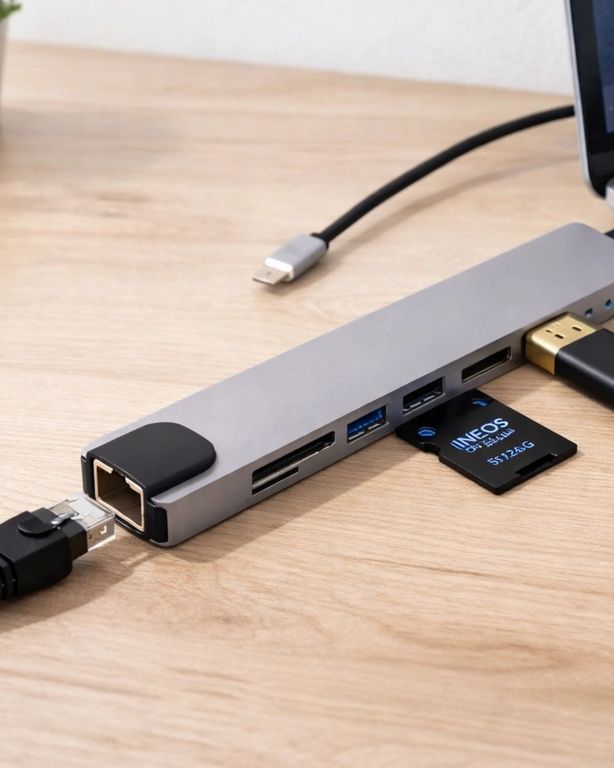 Diğer 125257565 Mey İthalat Çok Fonksiyonlu Type C Hub Usb Hdmı Ethernet Kart Okuyucu