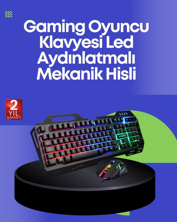 Diğer 125550522 Mey İthalat Pg8018 Led Aydınlatmalı Mekanik Klavye Mouse Oyunlarda Üstün Performans