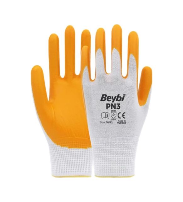 Diğer 126595948 Beybi Pn3 Polyester Örme Yarı Nitril Kaplı İş Eldiveni 10 Beden 5 Çift