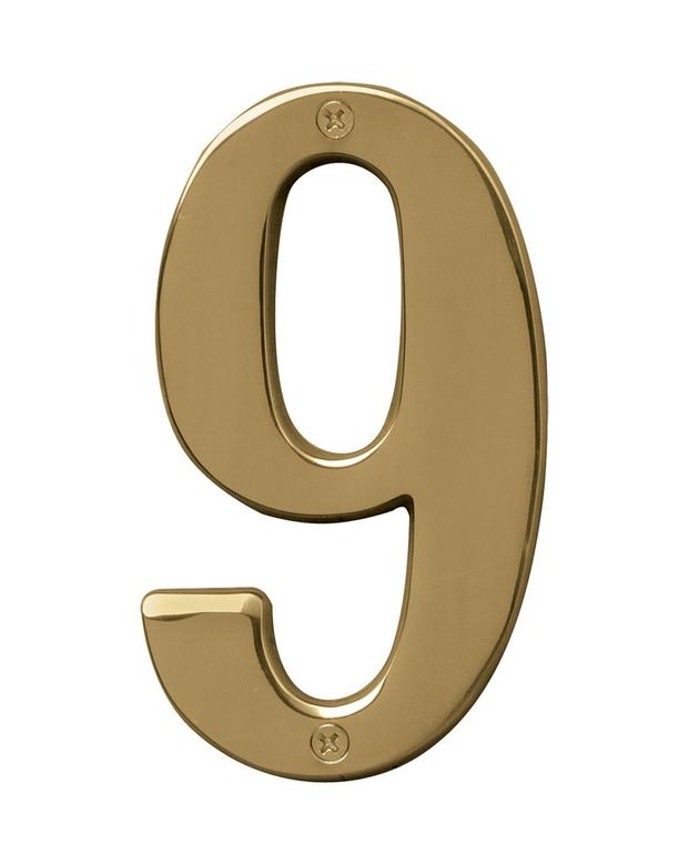 Diğer 126599016 Hy-Ko Products Br-51Pb/9 Prestige Number 9 Nıne 12,7 Cm Yükseklik, Cilalı Pirinç Kaplama, 1 Adet