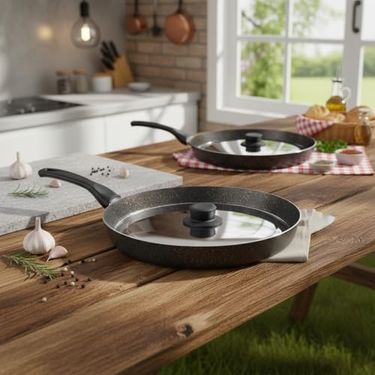 Diğer 126631083 Nirvana 30 Cm Yuvarlak Kapaklı Karadeniz Tavası - Yanmaz Yapışmaz Uzun Saplı Balık Ve Börek Tavası
