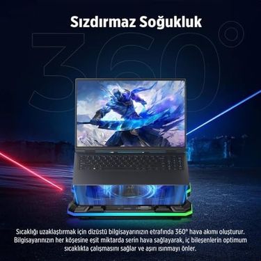Diğer 126636182 Yeti 2200Rpm Rgb Işıklı Led Display Gaming Laptop Notebook Soğutucu Stand