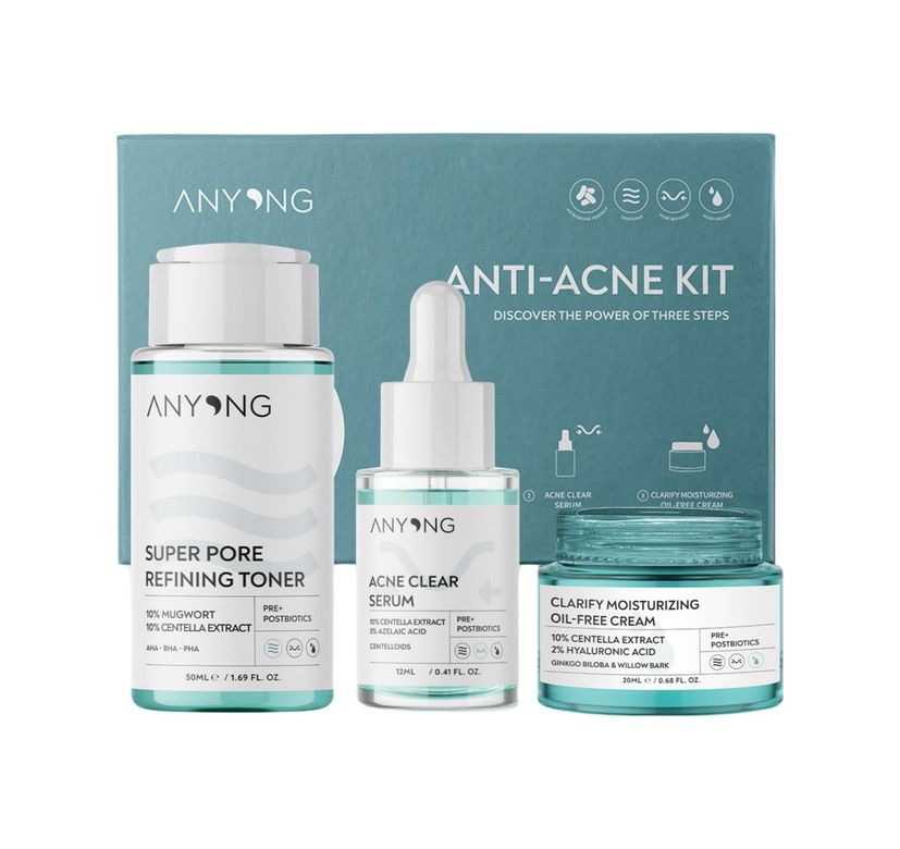 Diğer 128849699 Anyong Akne Karşıtı Ve Gözenek Sıkılaştırıcı Karma-Yağlı Cilt Bakım Kiti Tonik, Serum, Krem / Azelaik Asit 50 Ml + 12 Ml + 20 Ml