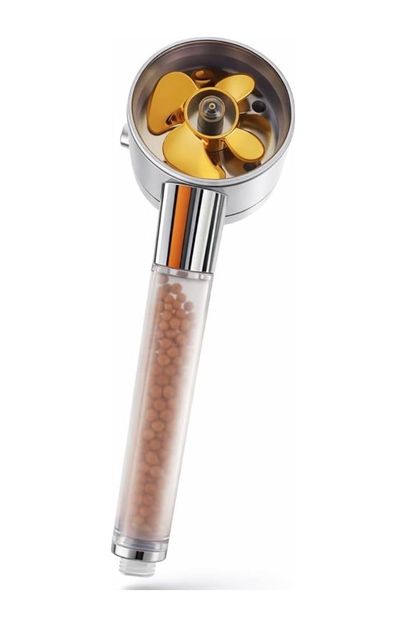 Diğer 128854544 Yüksek Basınçlı Turbo Fanlı Duş Başlığı 360 Döner Pervaneli Tasarım, Mineral Taşlı Filtre Sistemi İle Su Arıtma, Su Tasarruflu Güçlü Akış Sağlayan El Duşu, Kireç Önleyici Modern Banyo Duş Başlığı,