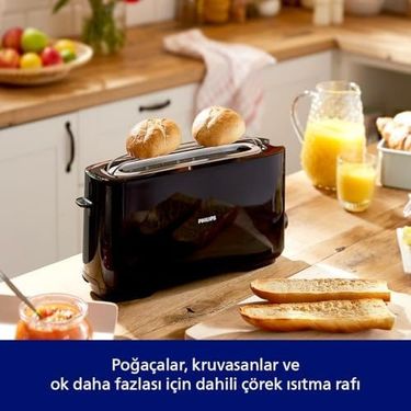 Diğer 130312144 Daily Uzun Yuvalı Ekmek Kızartma Makinesi, Buz Çözme Modu, 8 Kızartma Ayarı, Uzun Yuvalı, Siyah, Hd2590/90 Altın