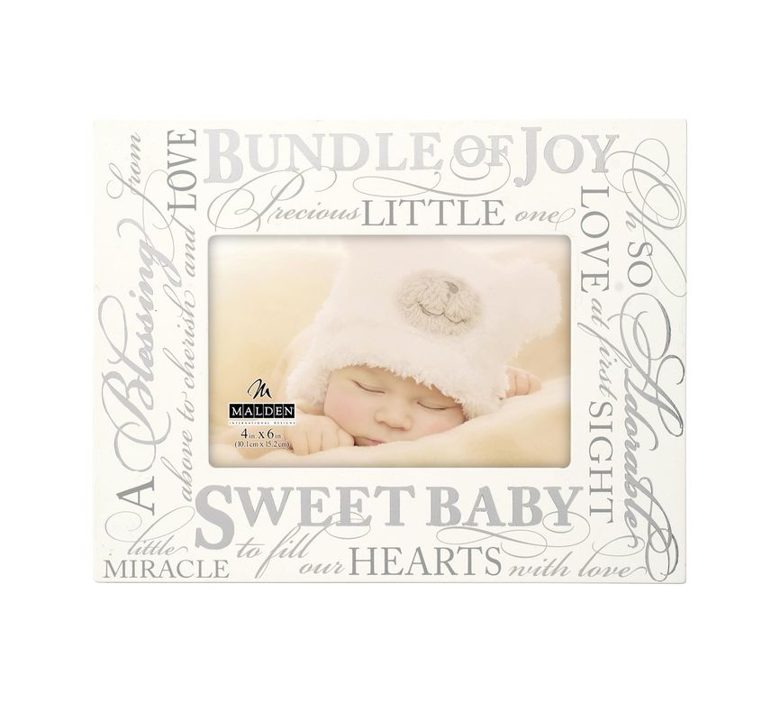 Diğer 130373498 Malden International Schild Gümüş Designs 4 X 6 Sweet Baby, Beyaz, 10,2 X 15,2 Cm