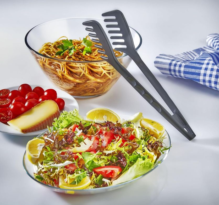 Diğer 131573546 Pratik Yanmaz Yapışmaz Yüksek Isıya Dayanıklı Sert Plastik Makarna Ve Salata Servis Maşası Açık Gri