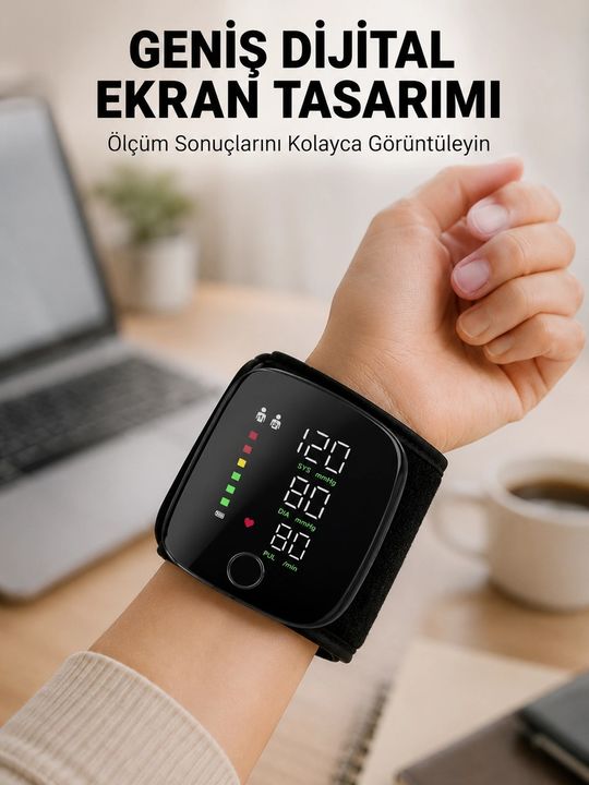 Diğer 131739331 Mey İthalat Evde Günlük Kullanıma Uygun Şarjlı Bilekten Tansiyon Ölçüm Cihazı