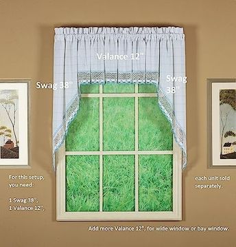 Diğer 142783243864230140557466 Curtain Adirondack 2 Tonlu Kroşe Swag 38", Beyaz/mavi, 60W X 38L A Antrasit 0 - 100 1 - 1Düz Dikim