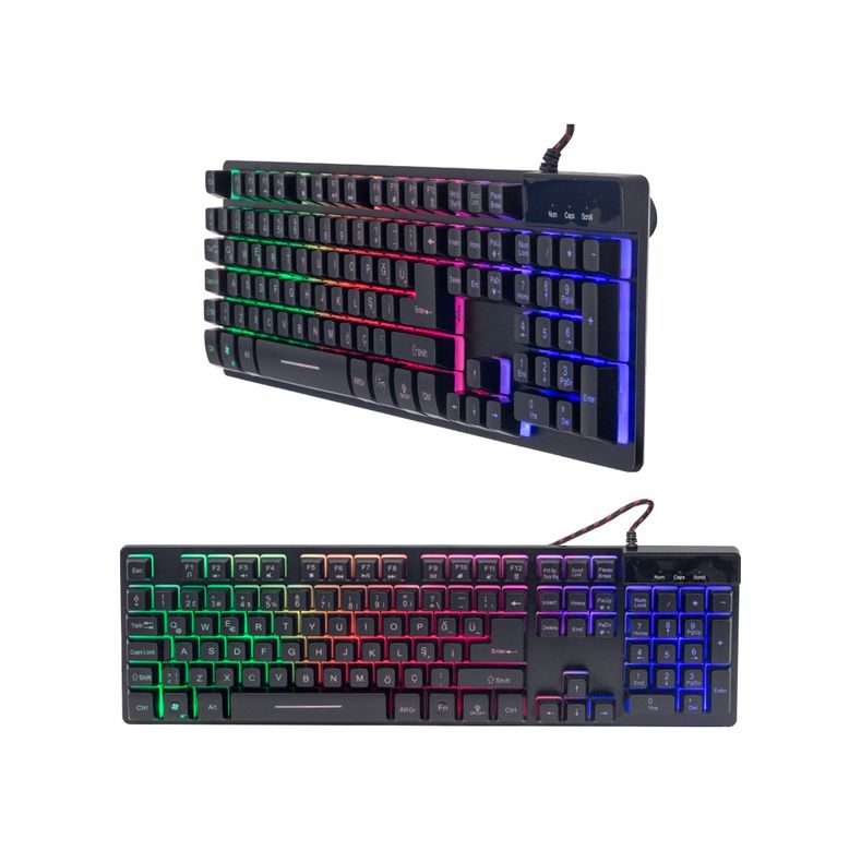 Diğer 3573905 Hello Hl-18744 Metal Kasa Rgb Işıklı Kablolu Oyuncu Q Klavye Zyg-800 4434