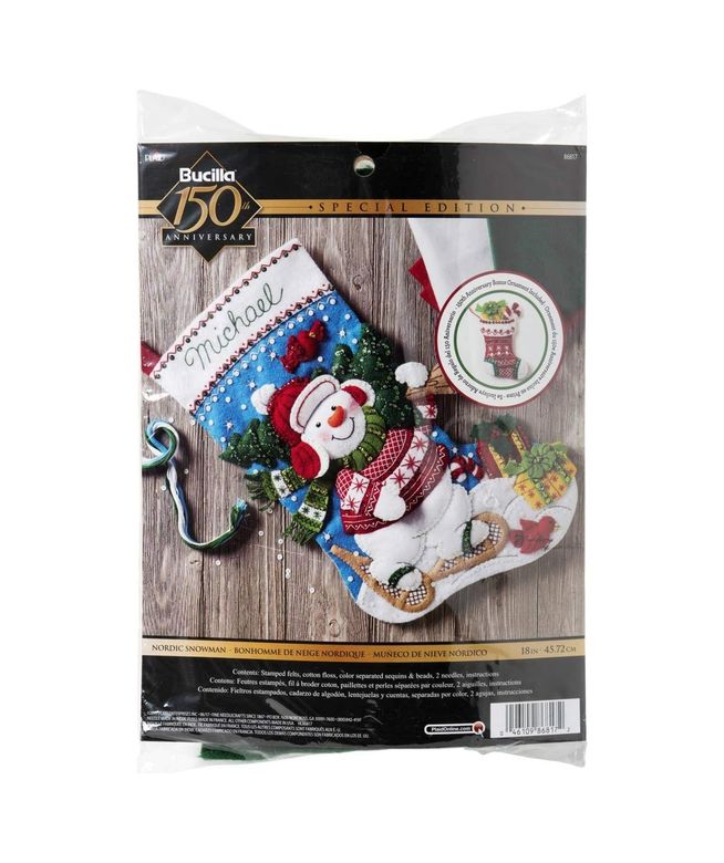 Diğer 57855210121332380184975 , Mavi, Beyaz, Kırmızı, 45,7 Cm-Noel Çorabı Keçe 50 X 22