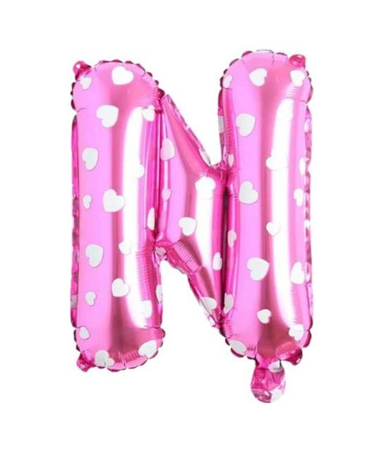 Diğer 57855210127365680184975 N Harfi 16 İnç Pembe Kalpli Renk Folyo Balon 36 Cm Pembe 256