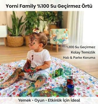Diğer 57855210131751580184975 Yorni Family Su Geçirmez Yer/masa Örtüsü, Aktivite, Yemek Ve Oyun İçin, Doğa Dostu Ve Çevreci, Ekoteks Sertifikalı, 150X180 Cm Acı Kahverengi 01 X 01