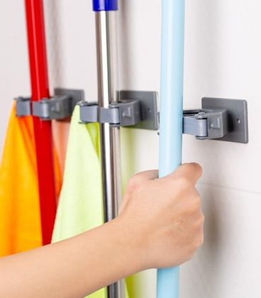 Diğer 57855210132154480184975 Happens Çok Amaçlı Paspas, Süpürge, Fırça Ve Mop Askısı, Duvar Montajlı Sap Tutucu, Mutfak Ve Banyo İçin, Gri & Beyaz, 3&apos Lü Set 50 X 22