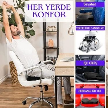 Diğer 57858324438984299283959 Ortopedik Visco Oturma Minderi Coccyx Destekli Hemoroid Ve Basur Yastığı Elastik Oturma Simidi, Siyah, Standart Boy Ahşap