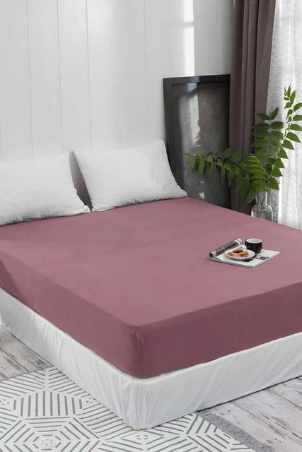 Diğer 57858324439952699283959 Ezgi Lastikli Pamuklu Dokuma Çarşaf, 100 X 200 Cm, Gül Kurusu Abanoz