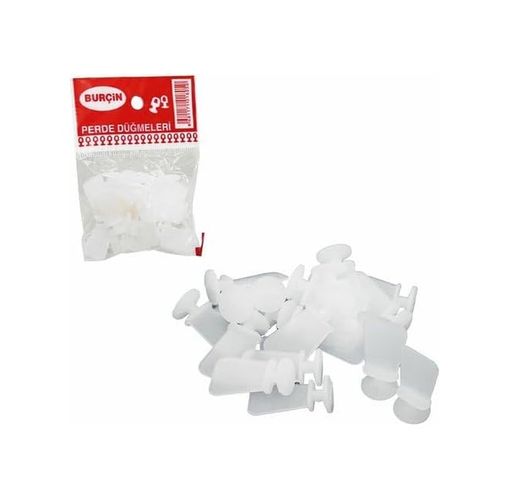 Diğer 57858324441119799283959 Perde Düğmesi, Makine Dikmeli, 20 Adet, Beyaz, Plastik, Perde Aksesuarı 50 X 22 0.30