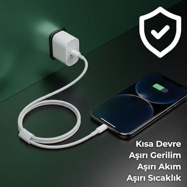 Diğer 57858324448862899283959 Nodar 20W Usb-C To Lightning Pd Hızlı Şarj Seti 1 Metre Şarj Kablosu Dahil Dinamik Hızlı Şarj, Kısa Devre Korumalı Beyaz Acı Kahve