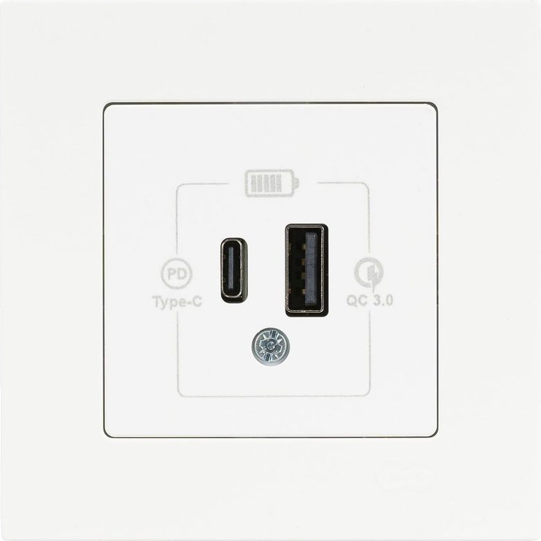 Diğer 57858324448945199283959 Eqona Beyaz 2 Çıkışlı Usb Şarj Prizi Type C + Type A 20W Acı Kahve