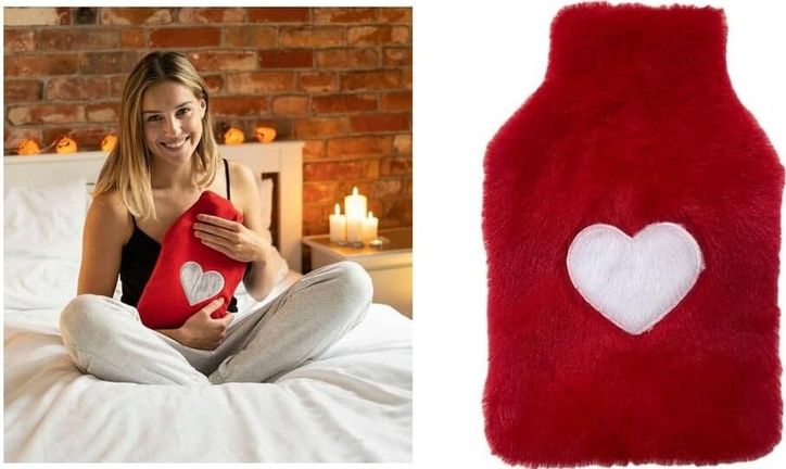 Diğer 57858324454693199283959 Sıcak Su Torbası Peluş Kalpli,kırmızı Termofor 27X17X2Cm 1 Litre Açık Kırmızı