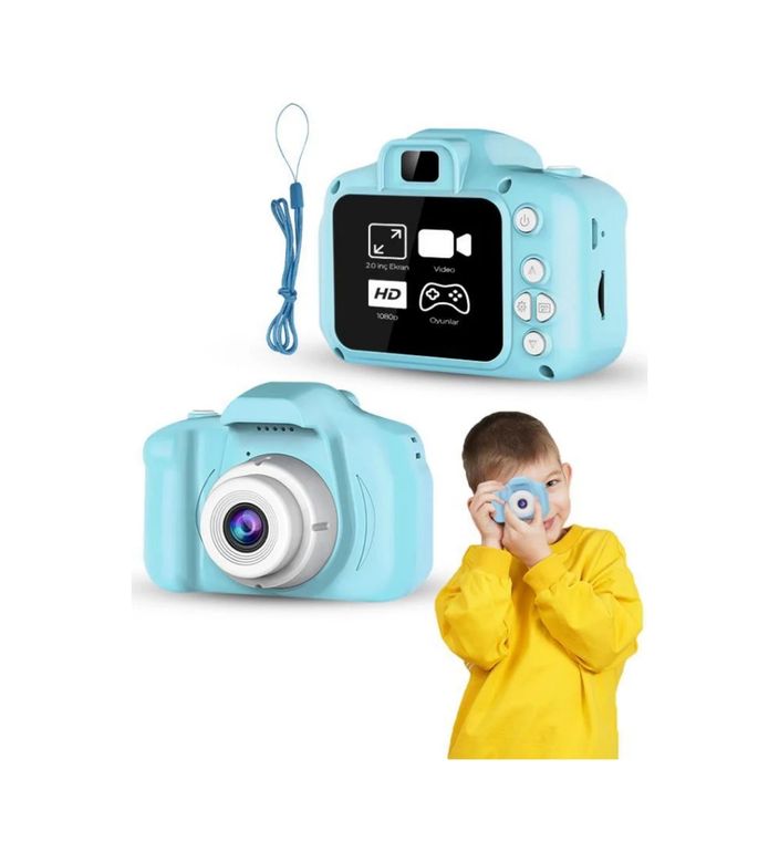 Diğer MEYTDUCZZZÇOCUKKAMERASIMAVİ-11-BLMY Mey İthalat Mavi Hd Taşınabilir Mini Kamera Video Kayıt Ve Fotoğraf Çekim Özellikli