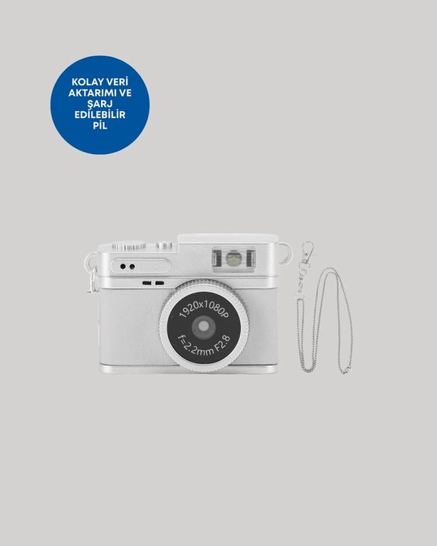 Diğer MEYTDUCZZZLK027KAMERABEYAZ-4-BLMY Mey İthalat Mini Hd Dijital Kamera 1080P Kordonlu Taşınabilir Retro Model