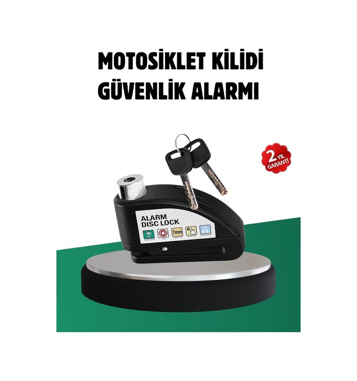 Diğer MEYTDXUCZMOTORKİLİT-4-BLMY Mey İthalat Titreşim Sensörlü Alarm Disk Kilidi Motosiklet Scooter Bisiklet