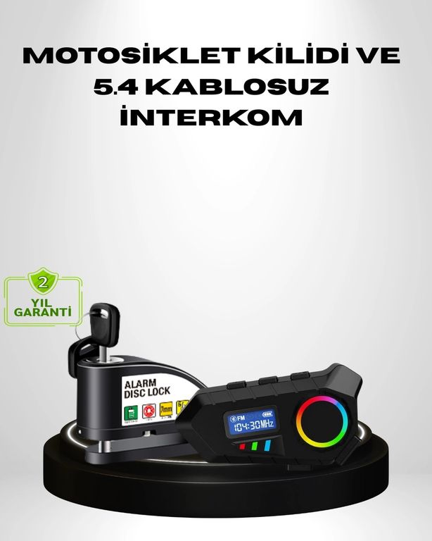 Diğer MEYTDXUCZZZMOTORKİLİTİNTERCOMSET-1-BLMY Mey İthalat Motosiklet Ve Günlük Kullanım İçin Bluetooth Hoparlör Ve Disk Kilidi Seti