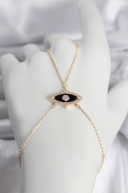 Diğer SN755-BLNC Pirinç Gold Renk Zirkon Taşlı Göz Model Kadın Şahmeran Altın