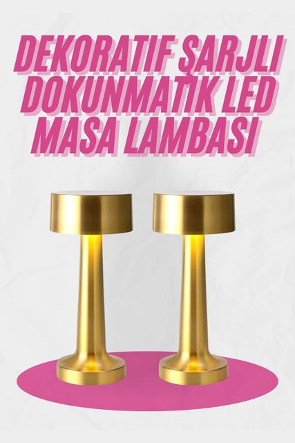 Diğer TRİTHLTUUCZZZZDEKORATİFMASALAMBASIIIIIII2-BLNCCC Altın Rengi Masa Ve Gece Lambası Dokunmatik Şarjlı Masa Lambası Çok Renkli