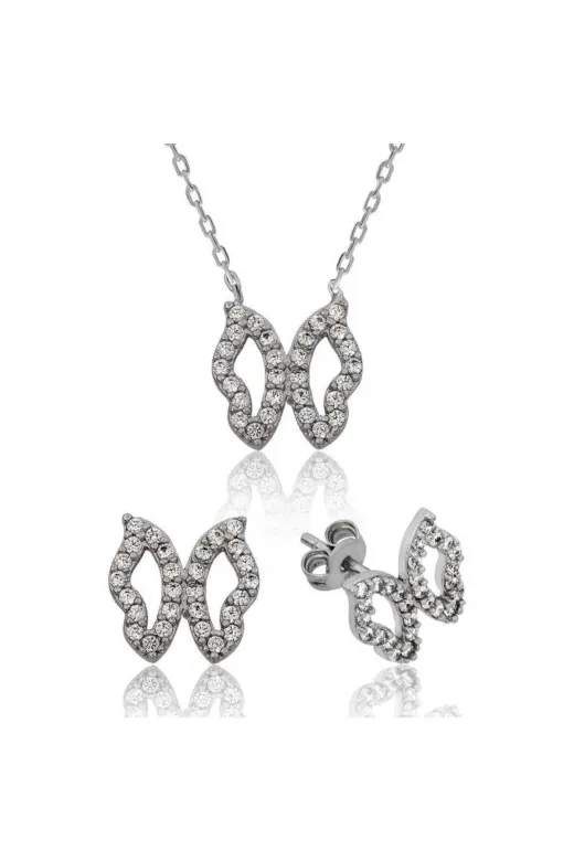 DMR Elegance DMR-GMSH-BRKD-ST1160101 Gümüş Kelebek Set