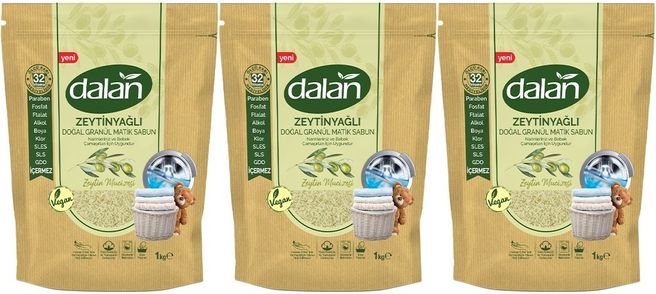 Doğal Granül Sabun Tozu 1Kg Bebekler İçin %100 Zeytinyağlı (3 Lü Set)