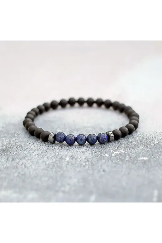 DOĞAL TAŞ CENNETİ 123ANKACEN1130 Sertifikalı Shungit - Lapis Doğal Taş Bileklik 6 Mm