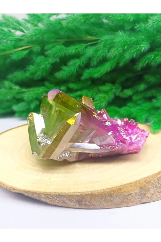 DOĞAL TAŞ CENNETİ RAİNBOW4 Rainbow Pink-Grenn Mix  Quartsz (232 Gram)