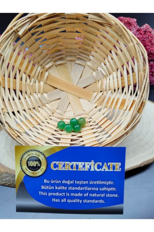 DOĞAL TAŞ DELİSİ 5AVTR-B 5 Adet Aventurin Doğal Taş Boncuk (8 Mm) (Sertifikalı)