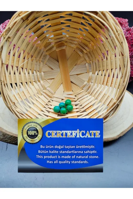 DOĞAL TAŞ DELİSİ 5KRZK-B 5 Adet Krizokol Doğal Taş Boncuk (8 Mm) (Sertifikalı)