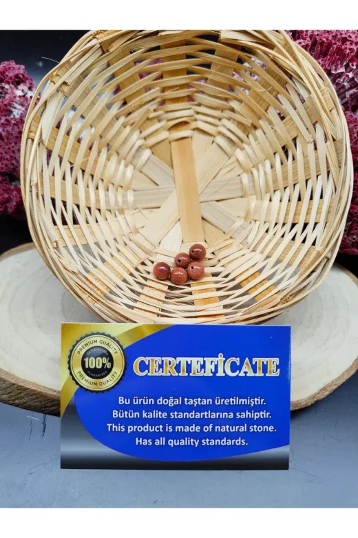 DOĞAL TAŞ DELİSİ 5TYLD-BONCUK 5 Adet Turuncu Yıldız Taşı Doğal Taş Boncuk (8 Mm) (Sertifikalı)